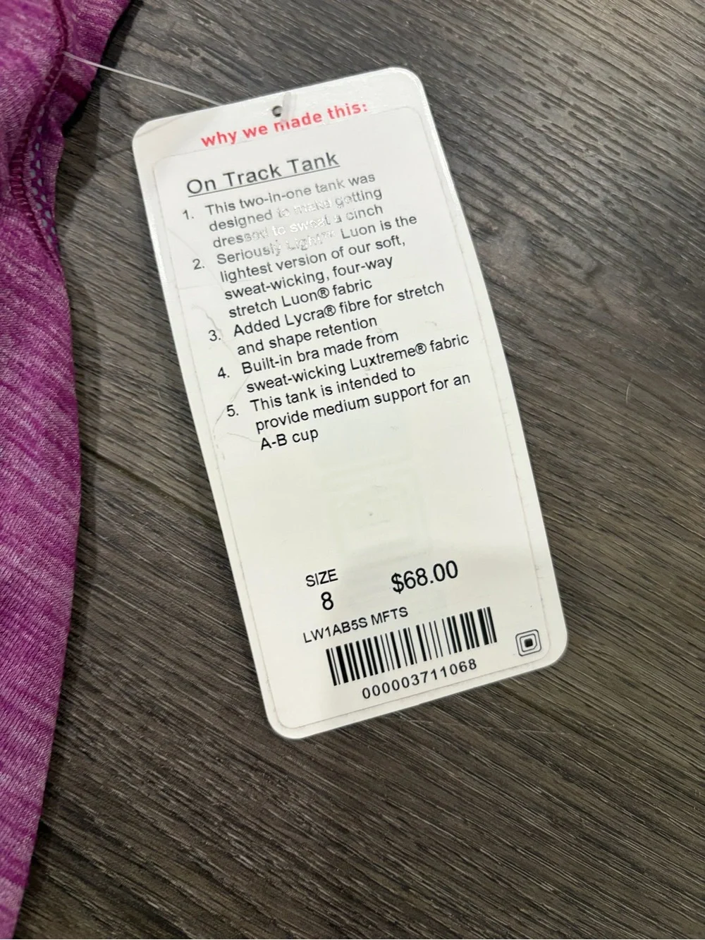 lululemon athletica Heathered Magenta Racerback Layered Tank